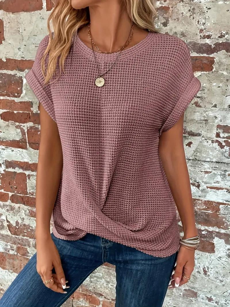 Lucinda - Twist-Hem Waffle Tee
