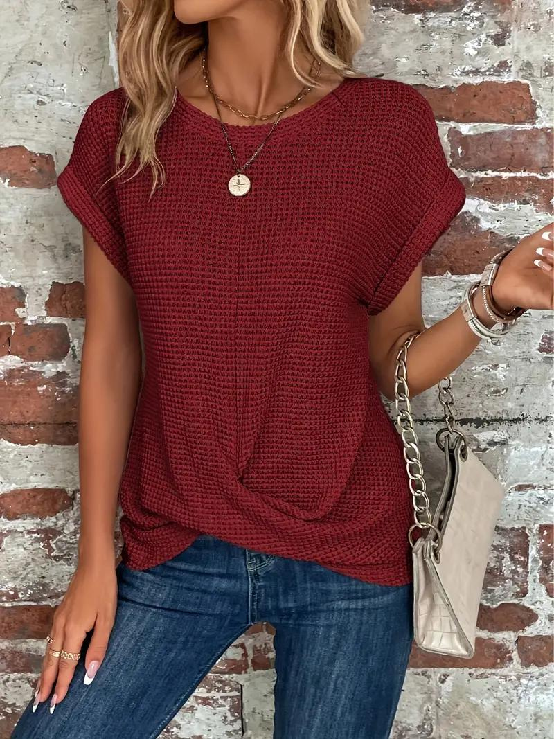 Lucinda - Twist-Hem Waffle Tee