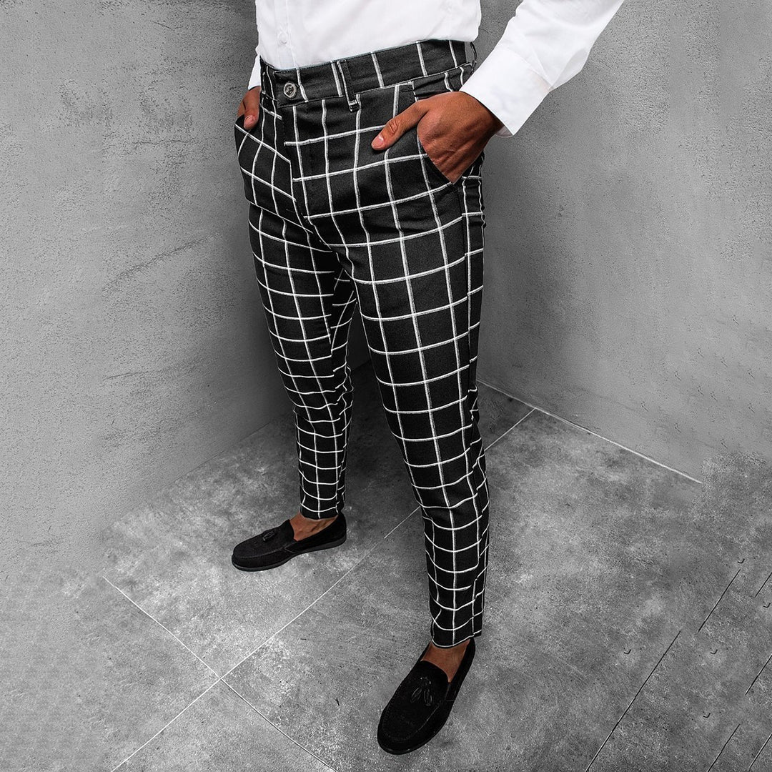 Daniel | Men's Tapered Grid Pattern Trousers