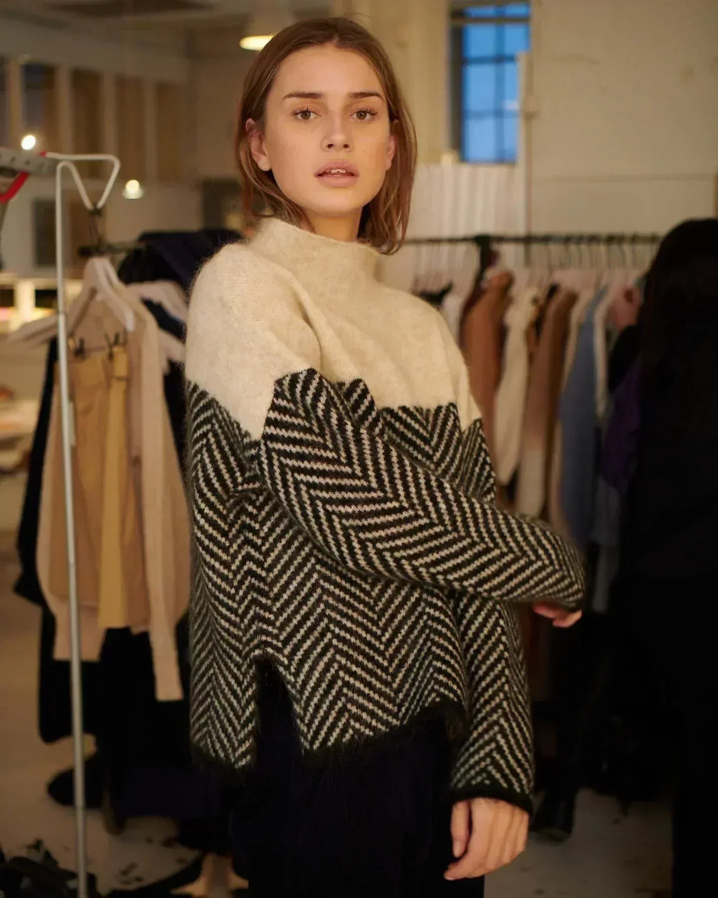Estella - Herringbone Knit Sweater
