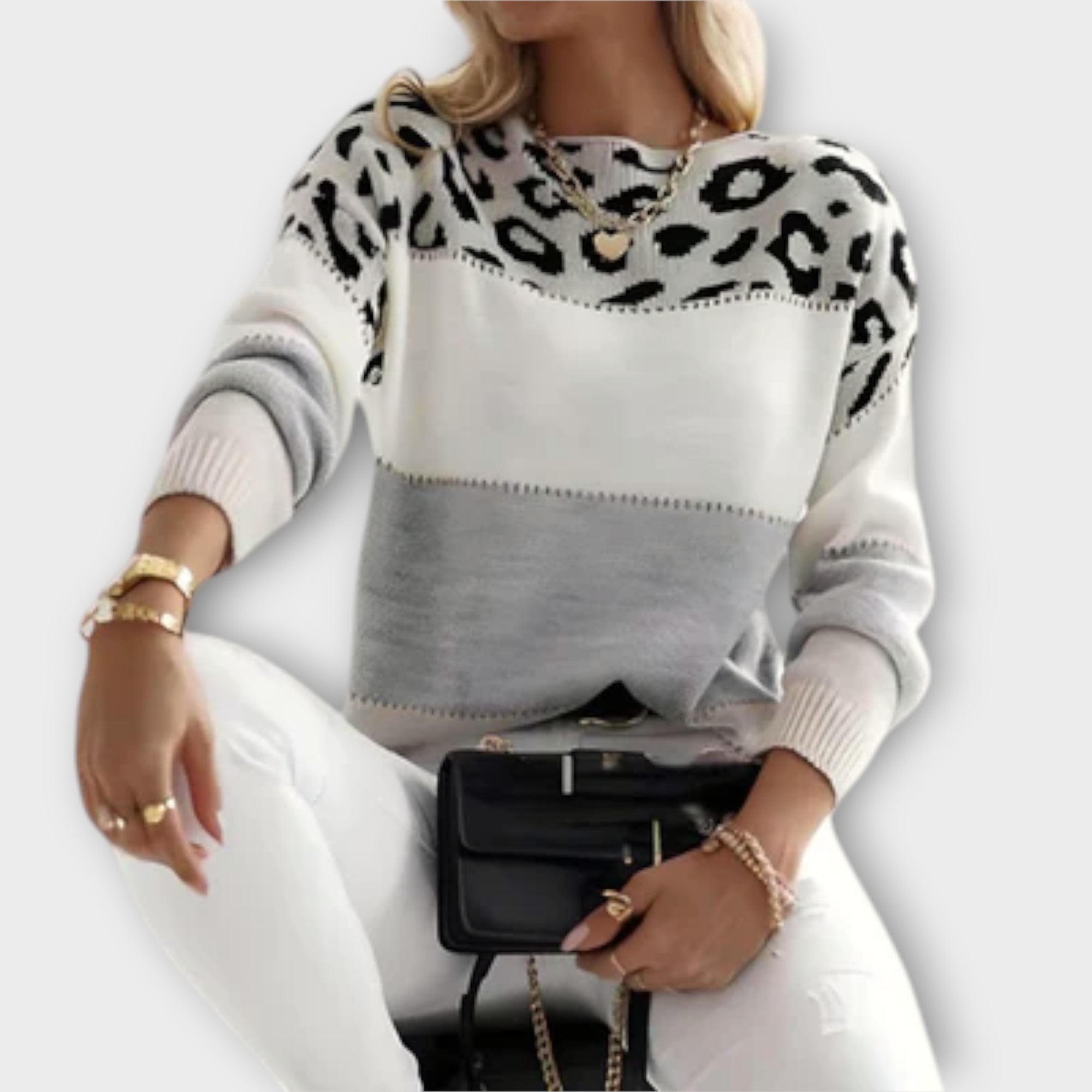 Cheyenne - Casual sweater with leopard print design