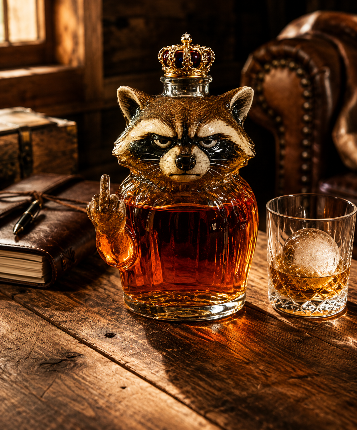 Whiskey Bottle — Raccoon Rebel Edition