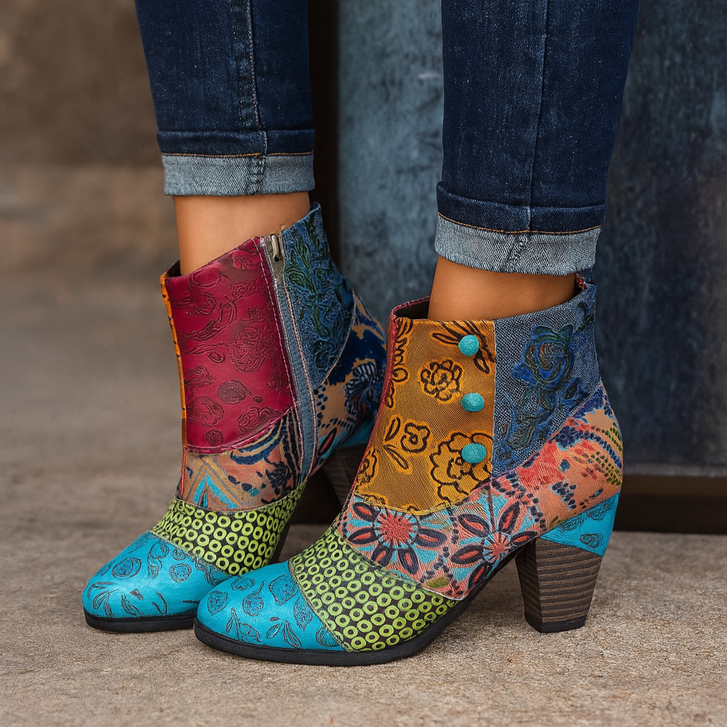 Ella | Botas de tacón con estampado floral para mujer