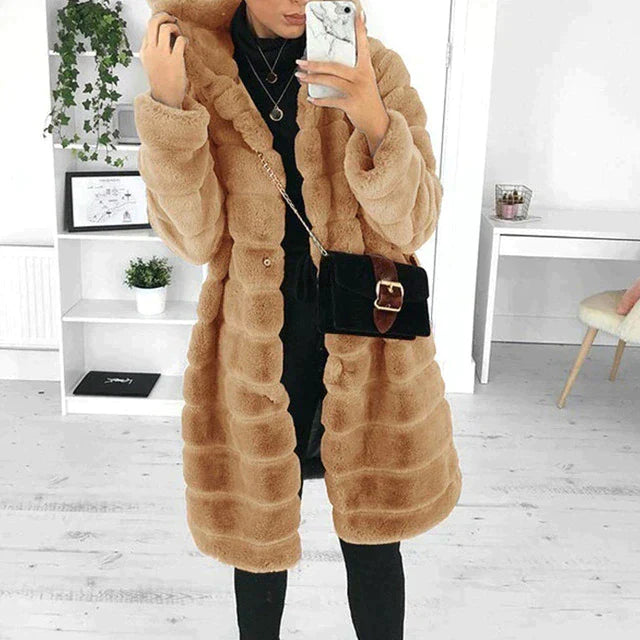 Alexa | Women’s Elegant Button-Down Faux Fur Coat