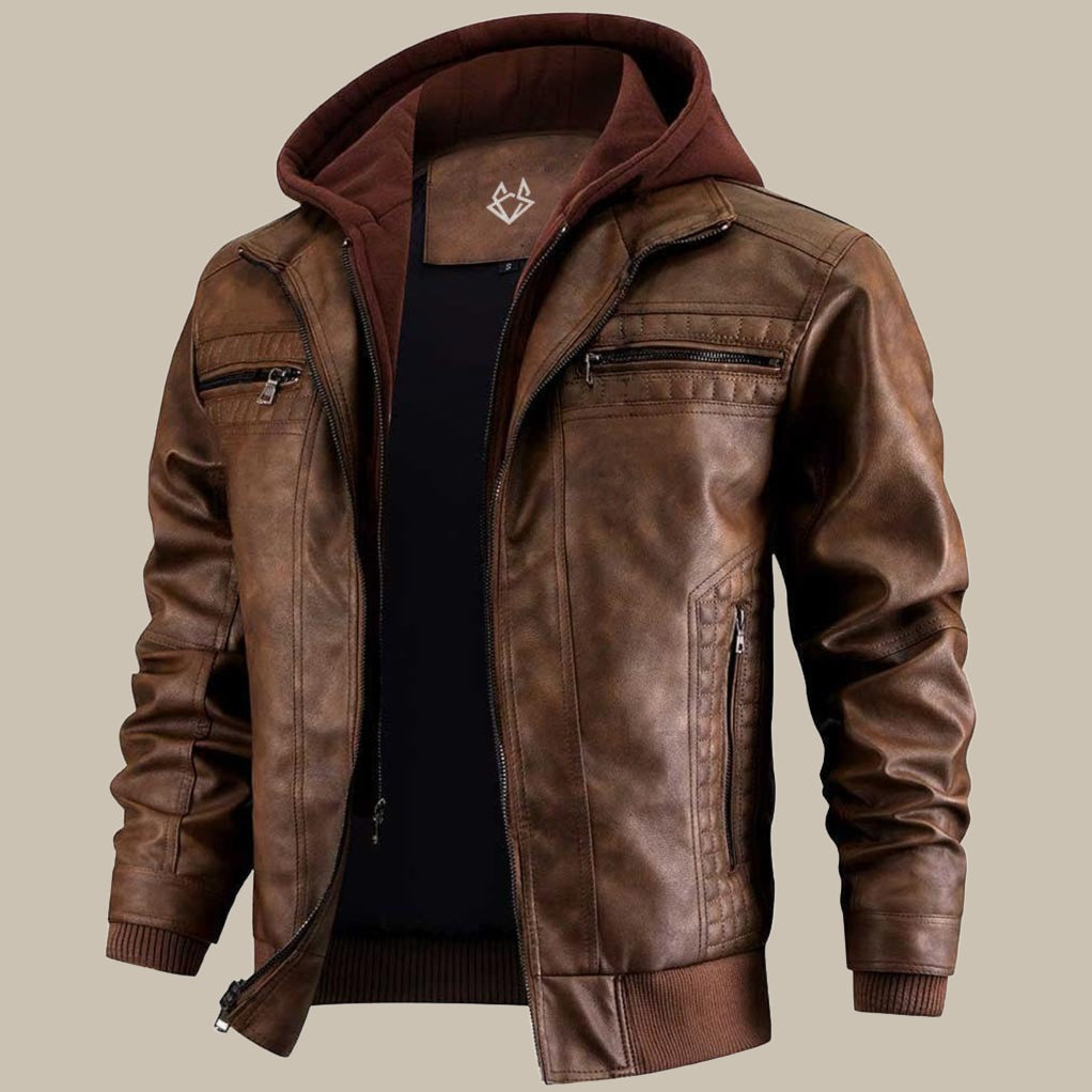 Jorvin - Vegan Leather Hooded Jacket