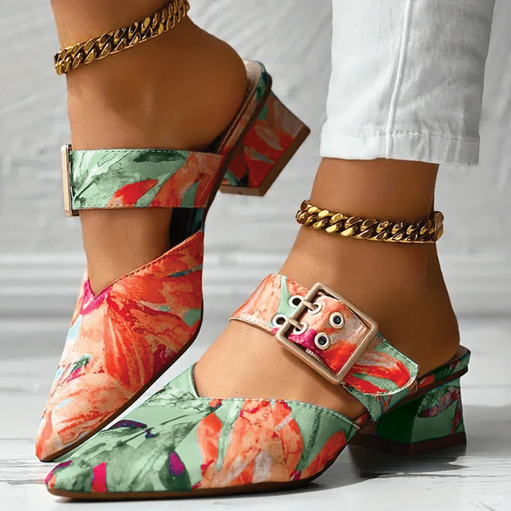 Blythe - Buckle Block Heel Mules