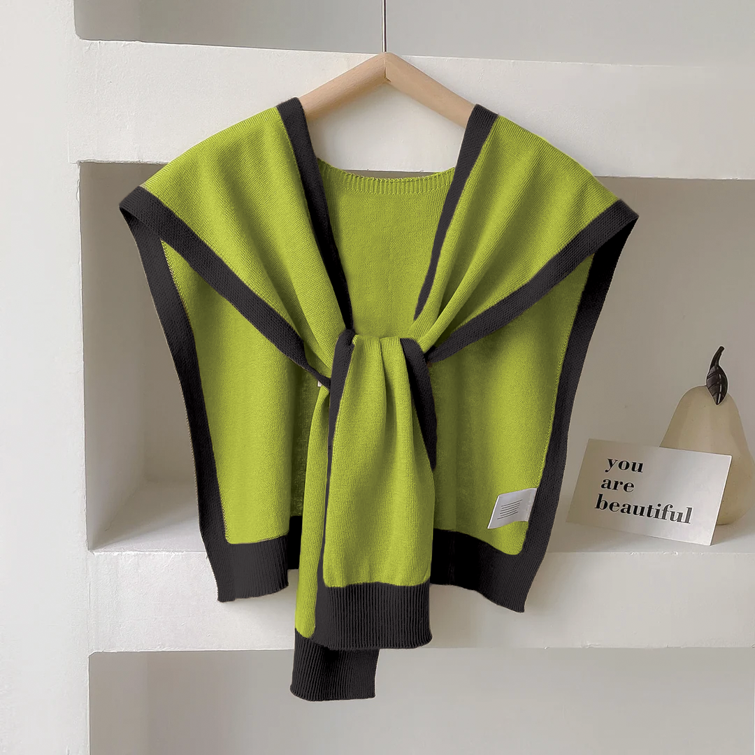 Lenzia – Striped Knit Shoulder Shawl