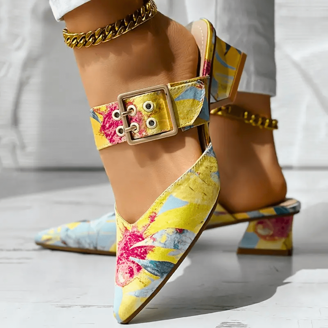 Blythe - Buckle Block Heel Mules