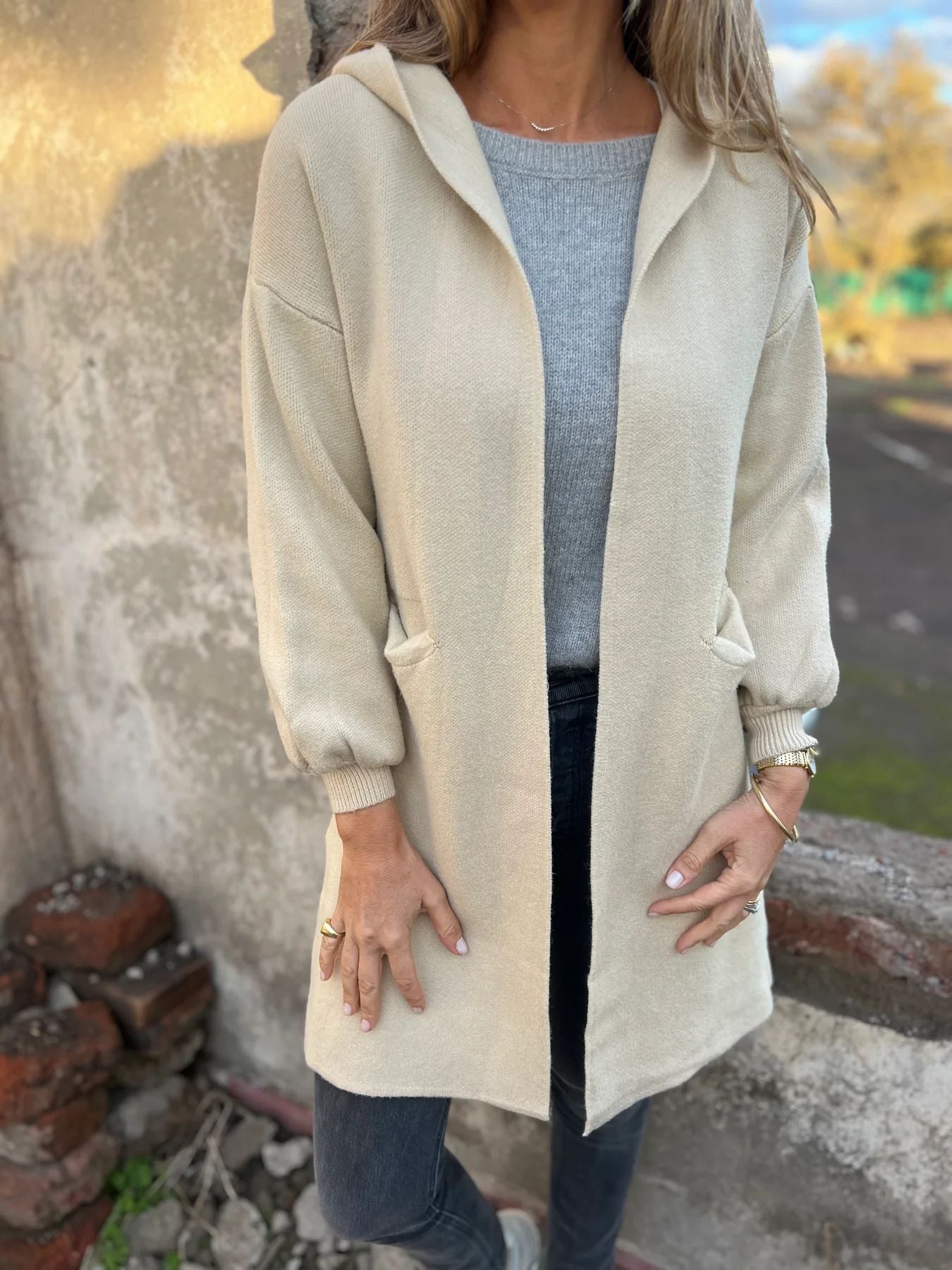 Quiteria - Strikket Cardigan med Hætte