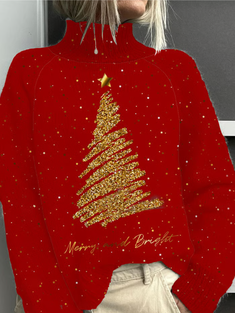 Sara - Christmas Sweater with Golden Christmas Tree