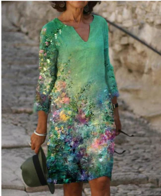 Hailey | Vestido midi floral con cuello en V para mujer