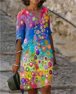 Hailey | Vestido midi floral con cuello en V para mujer