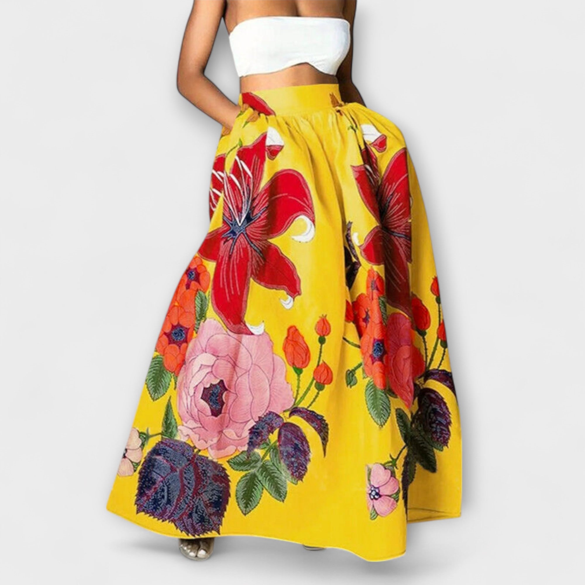 Ysolda - Chic high-waisted floral print skirt