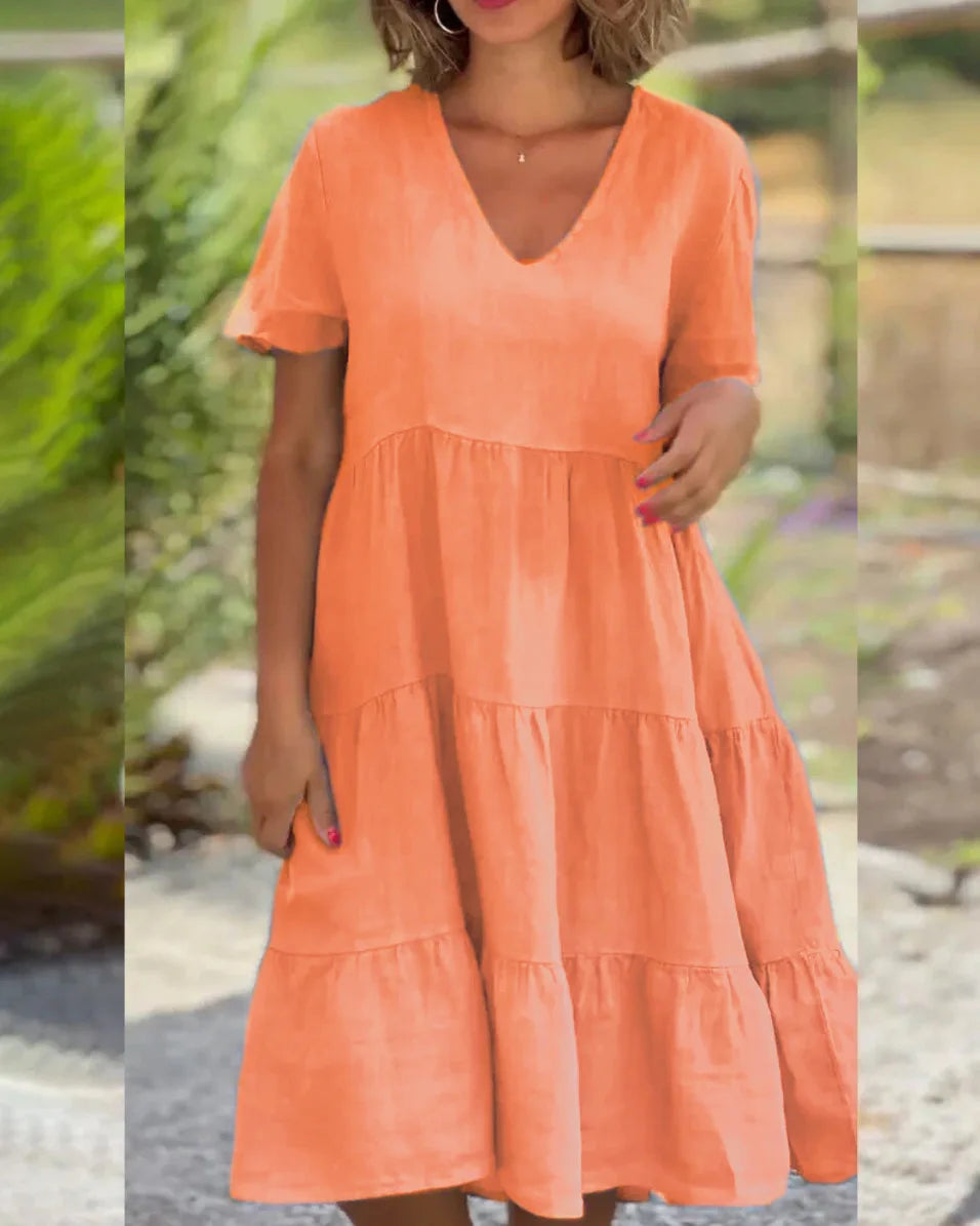 Hynelle - Tiered V-Neck Dress