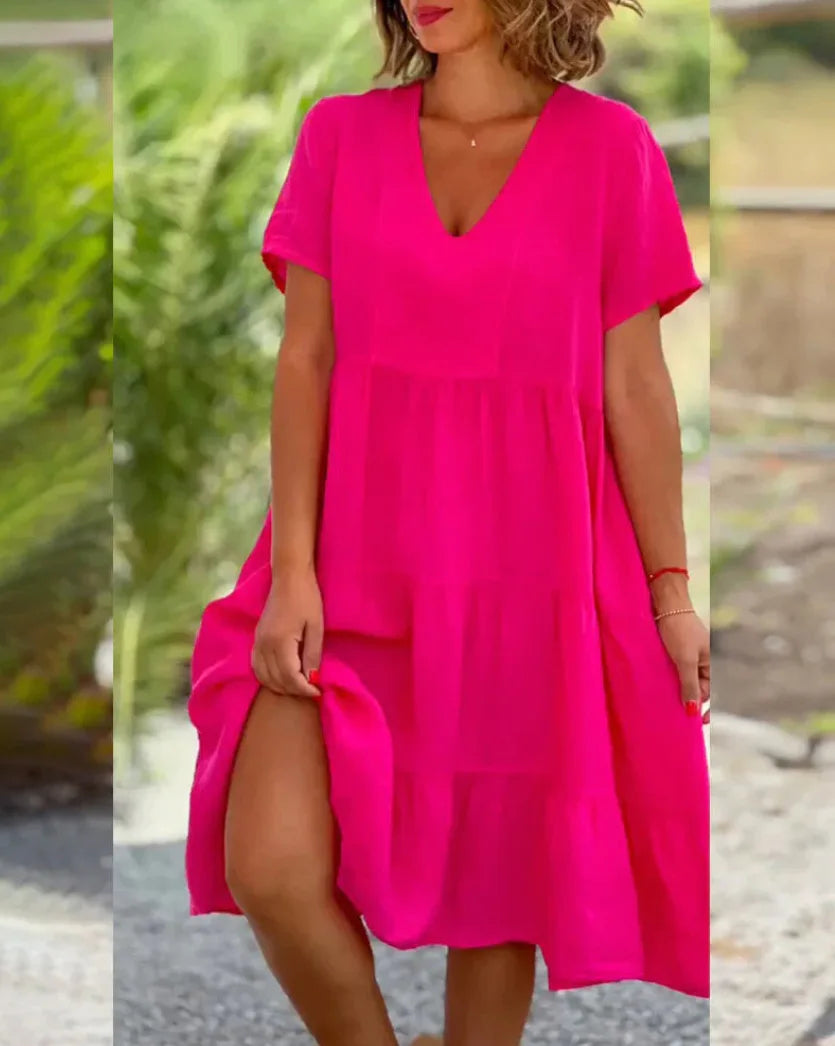 Hynelle - Tiered V-Neck Dress