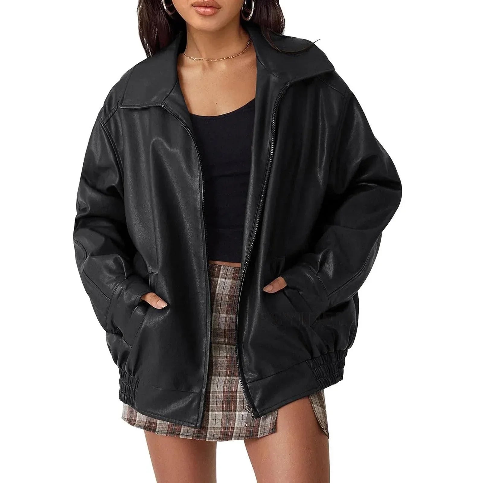 Kristal - Chaqueta de cuero extragrande