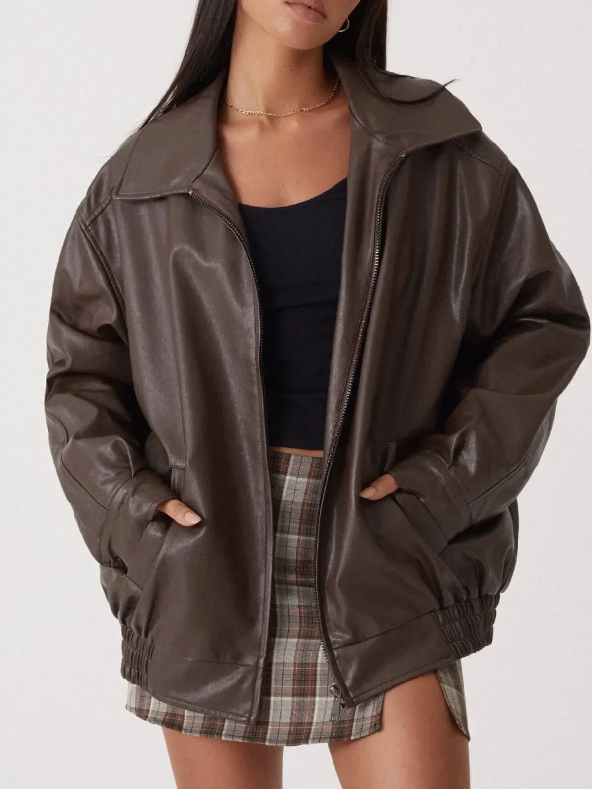Kristal - Chaqueta de cuero extragrande