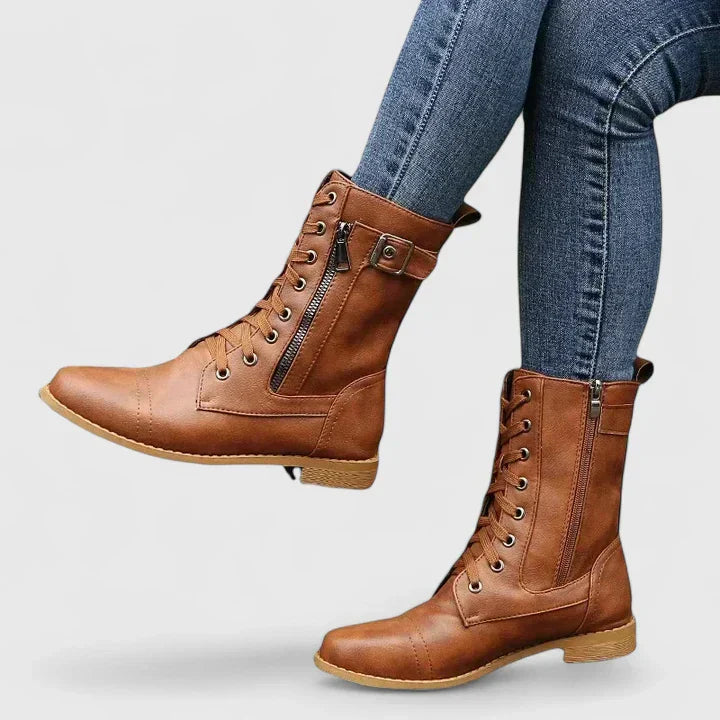 Fiona | Women Spring Lace-Up Side-Zip Ankle Boots