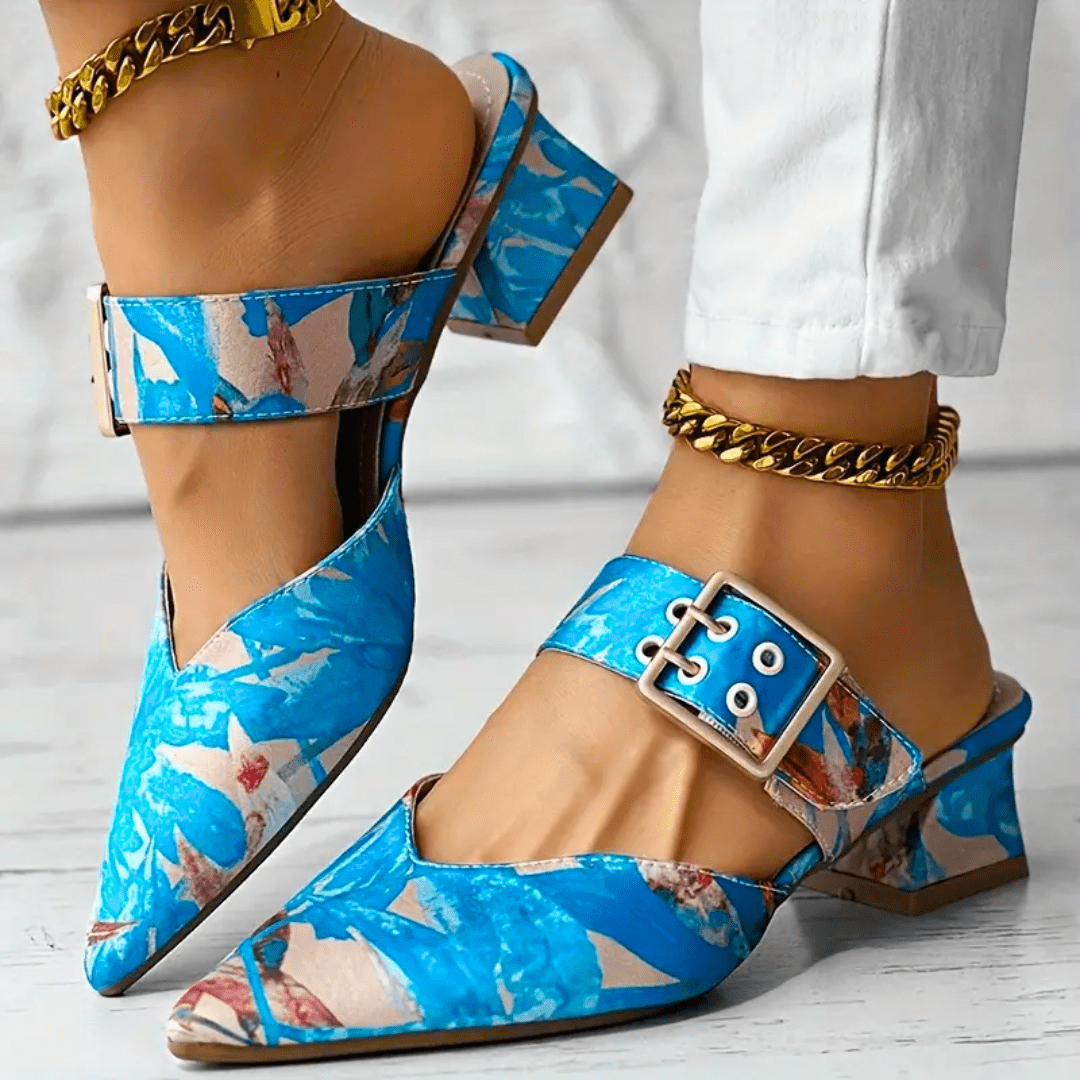 Blythe - Buckle Block Heel Mules