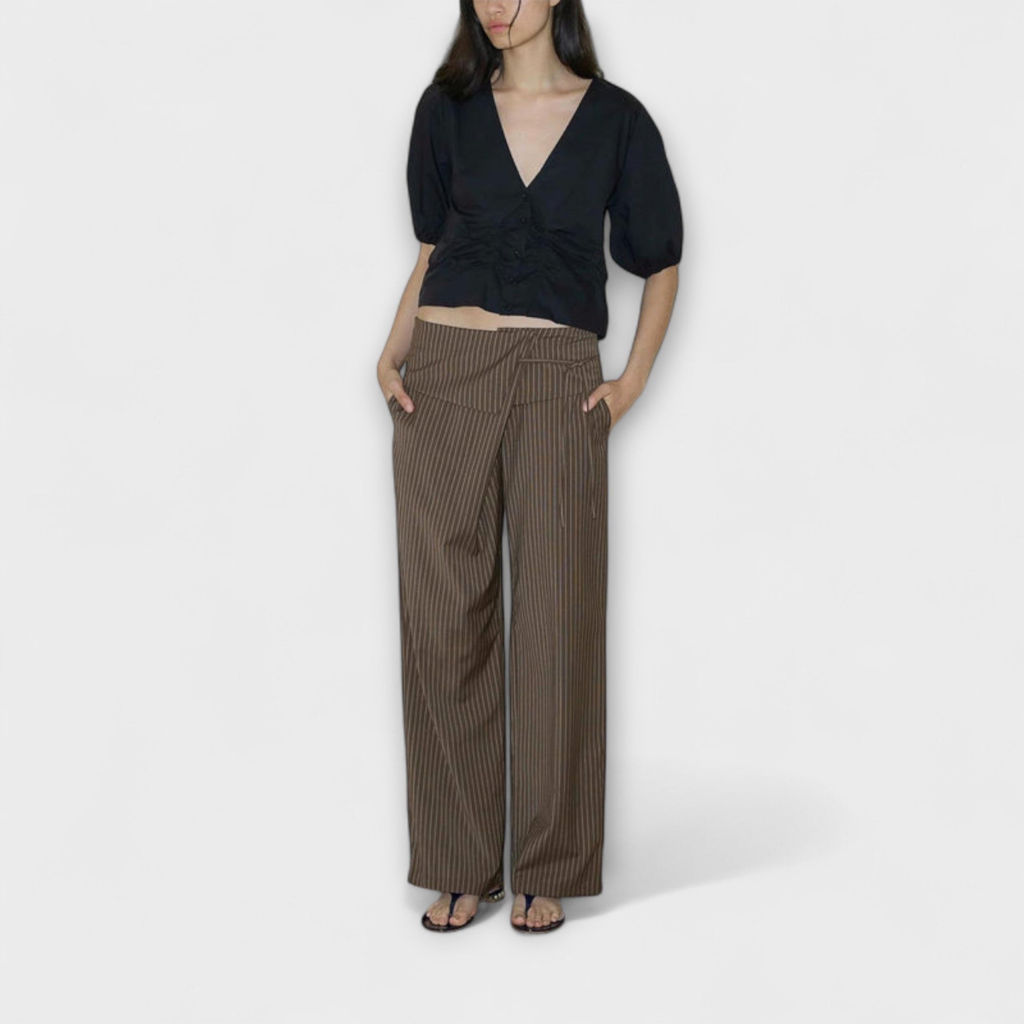 Julia - Foldable Striped Trousers