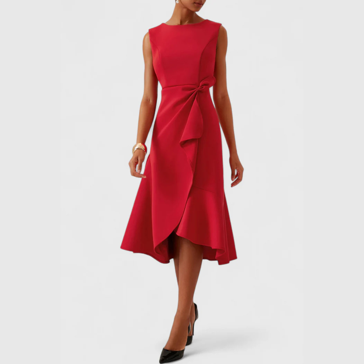 Sheila™ | Draperet asymmetrisk midikjole