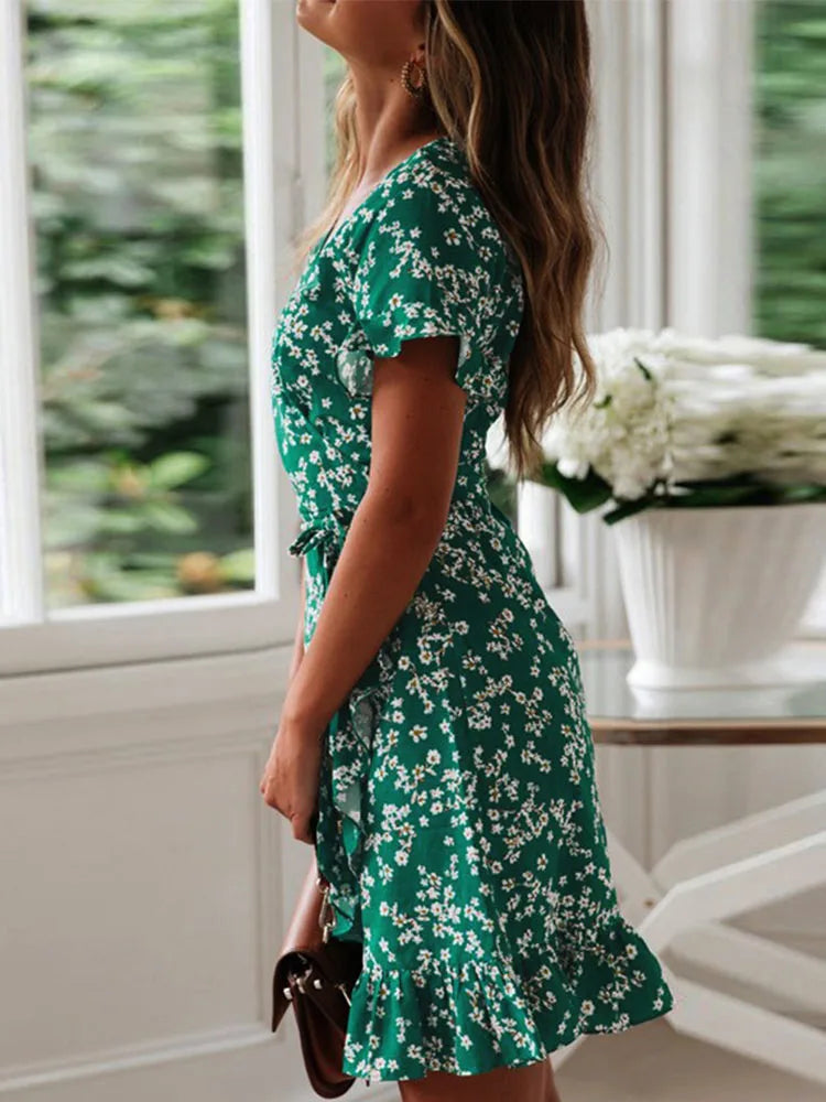 Jynara - Floral Wrap Mini Dress