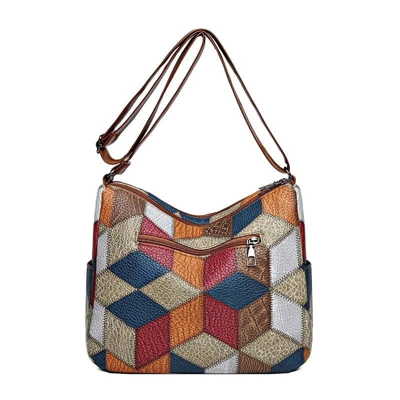 Norixa - Vegan Leather Patchwork Shoulder Bag