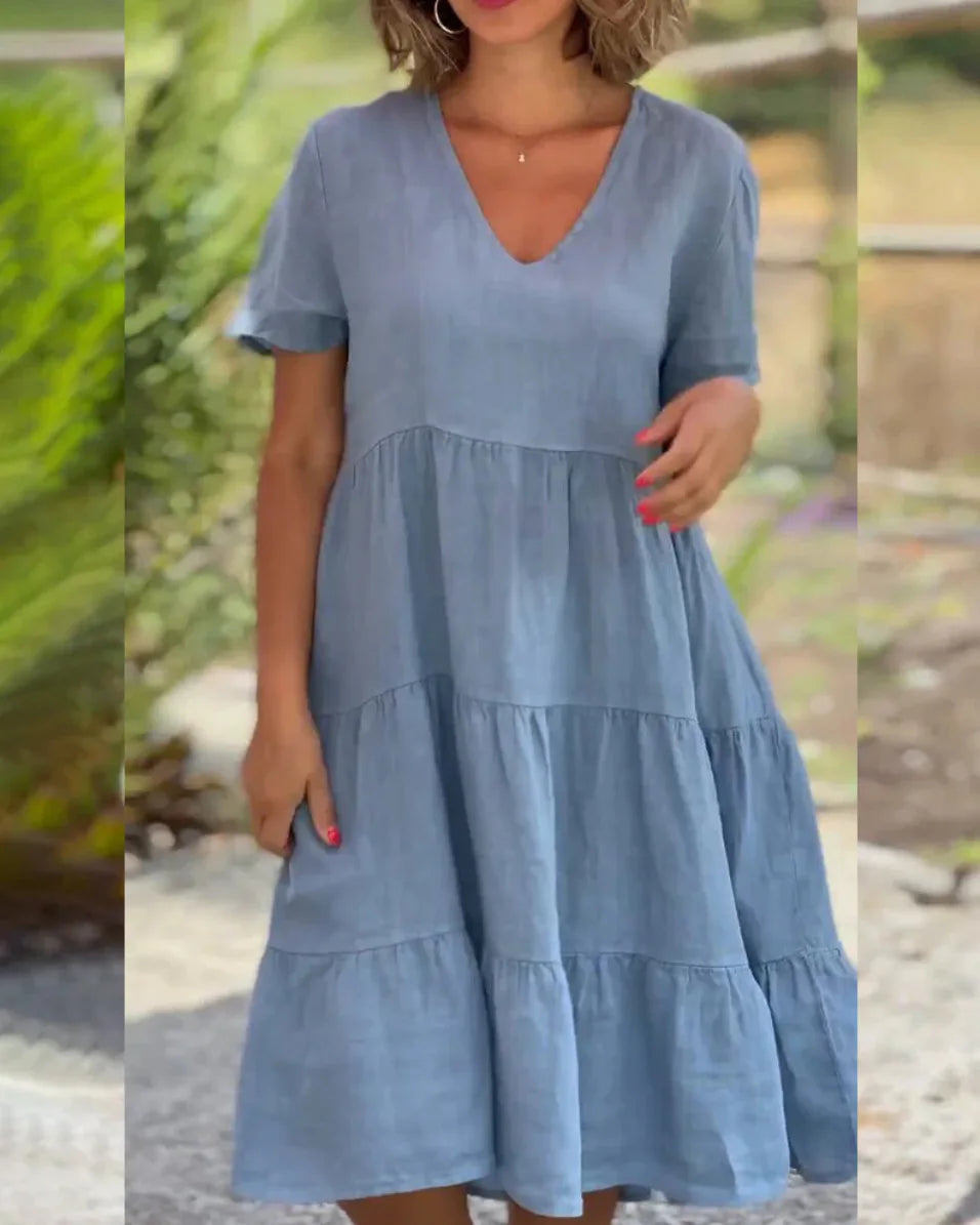 Hynelle - Tiered V-Neck Dress