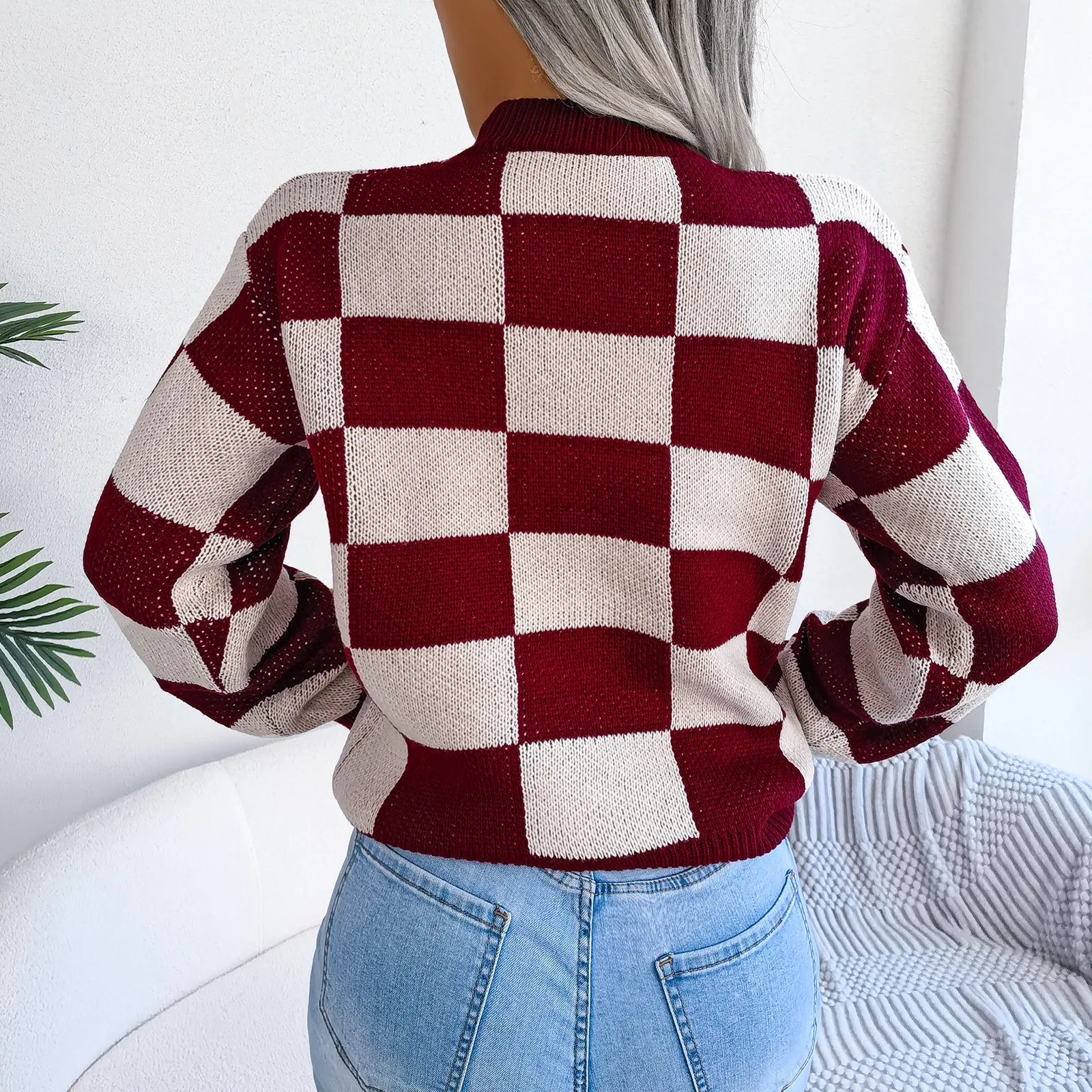 Orthea - Checkered Knit Sweater