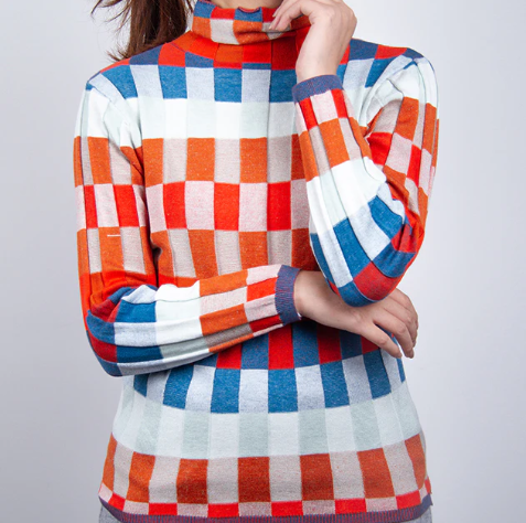 Erika - patchwork turtleneck sweater