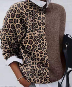 Marina - Casual sweater with leopard print design