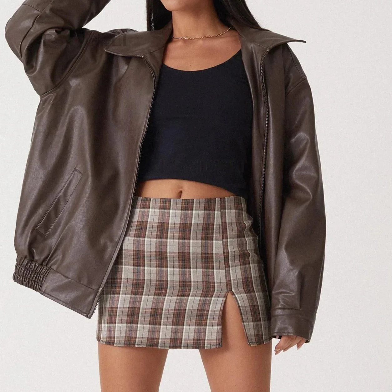Kristal - Chaqueta de cuero extragrande