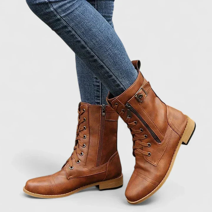 Fiona | Women Spring Lace-Up Side-Zip Ankle Boots