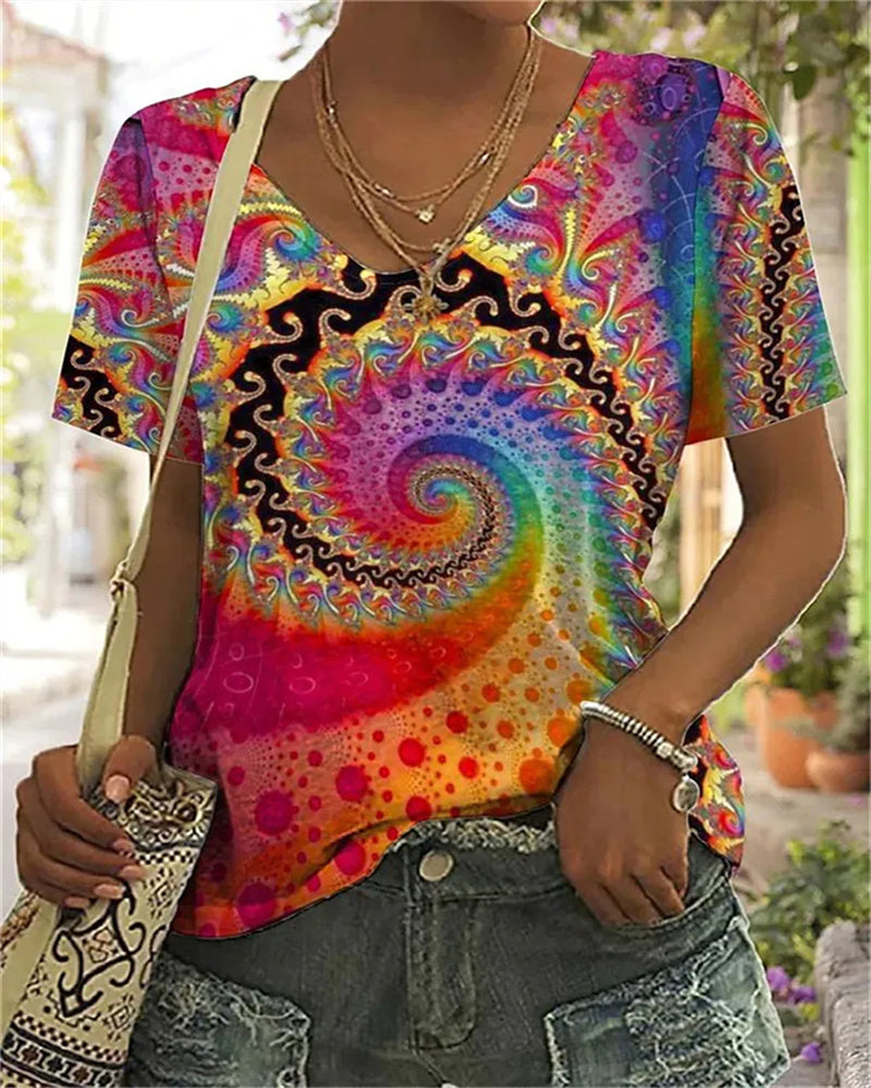Shrumz - Psykedelisk V-hals T-shirt