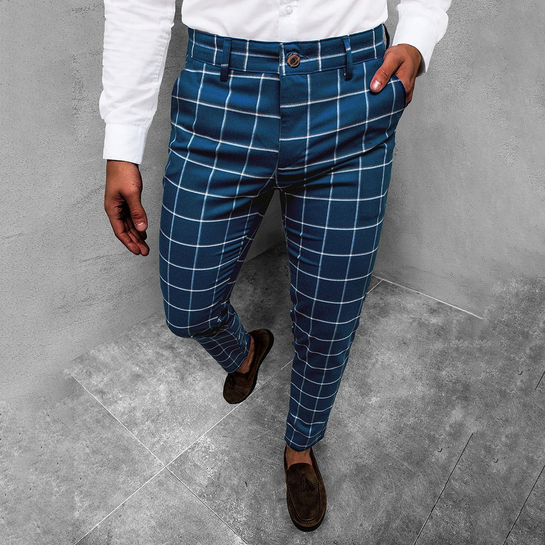 Daniel | Men's Tapered Grid Pattern Trousers