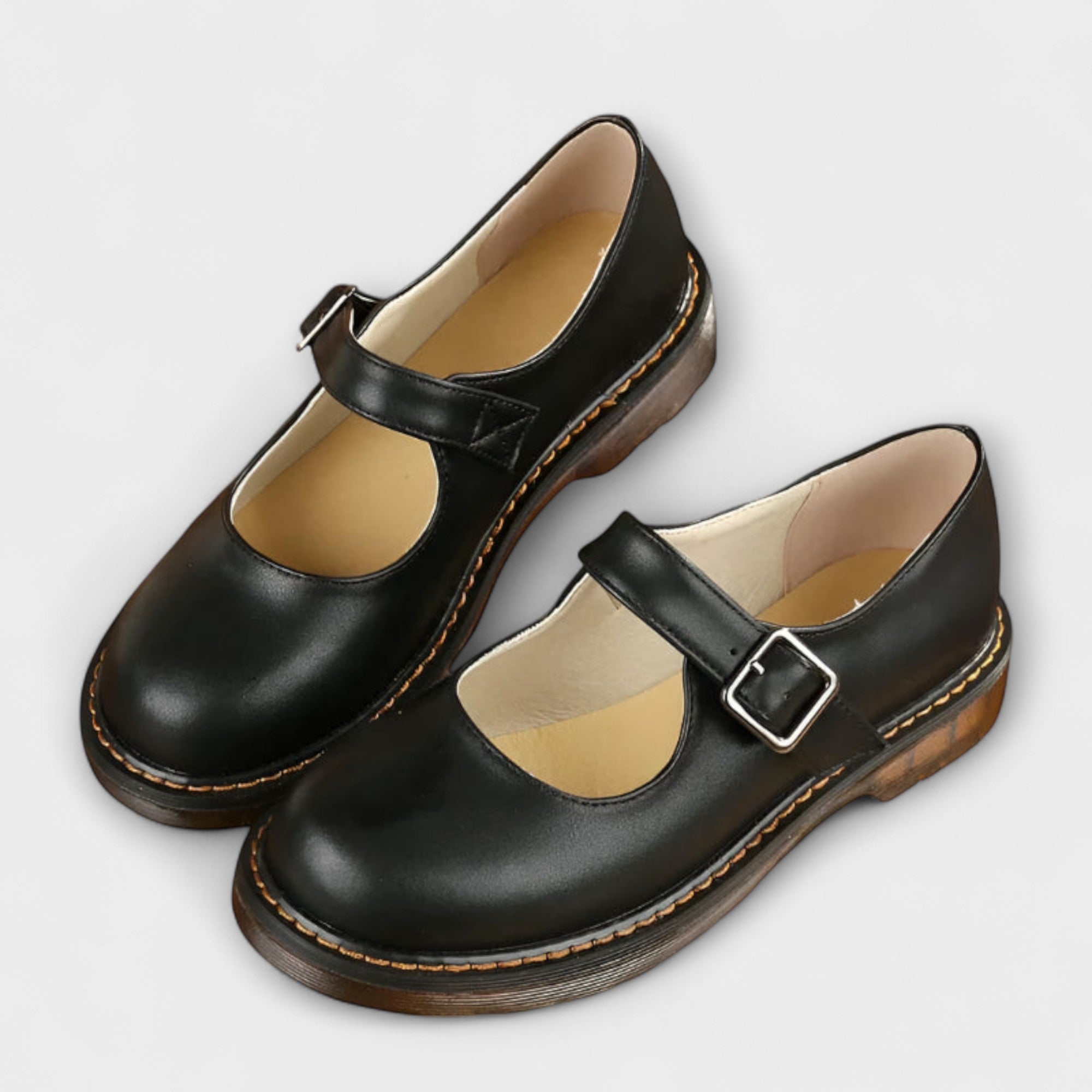 Women's Vintage Mary Jane Shoes – Classic Leather Shoes with Straps & Comfort Sole