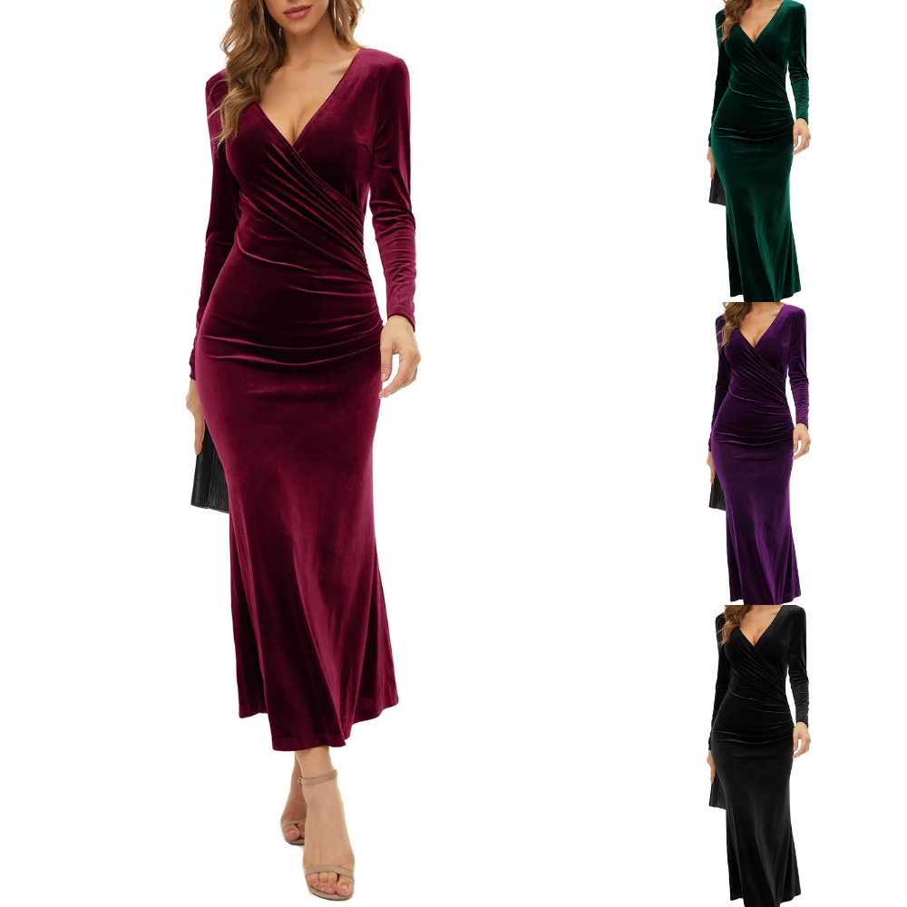 Olira - Elegant Velvet Midi Dress