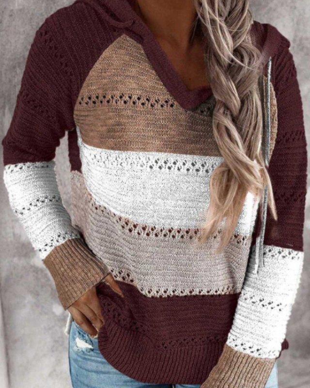 Quenelle - Striped Knit Hoodie