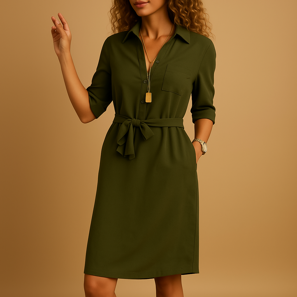 Chloe | Vestido camisero con cinturón para mujer de primavera