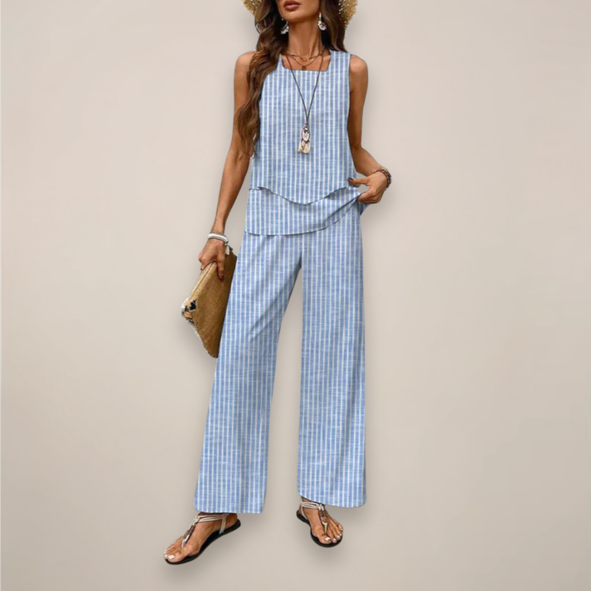 Ava | Women’s Spring Printed Wide-Leg Set