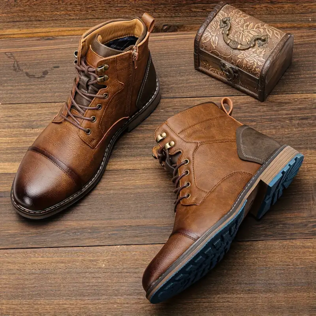Aiden | Vintage Lace Up Leather Boots For Men