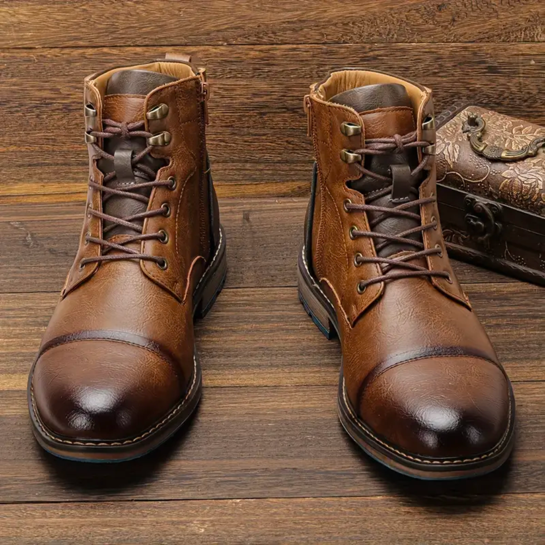 Aiden | Vintage Lace Up Leather Boots For Men