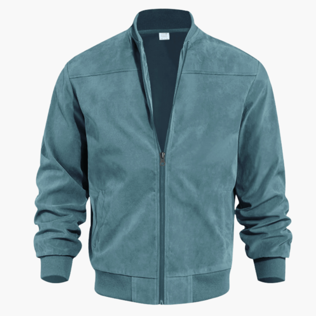 Clásica Chaqueta Bomber para Hombre De-Ante Con-Cremallera Puños-Elásticos