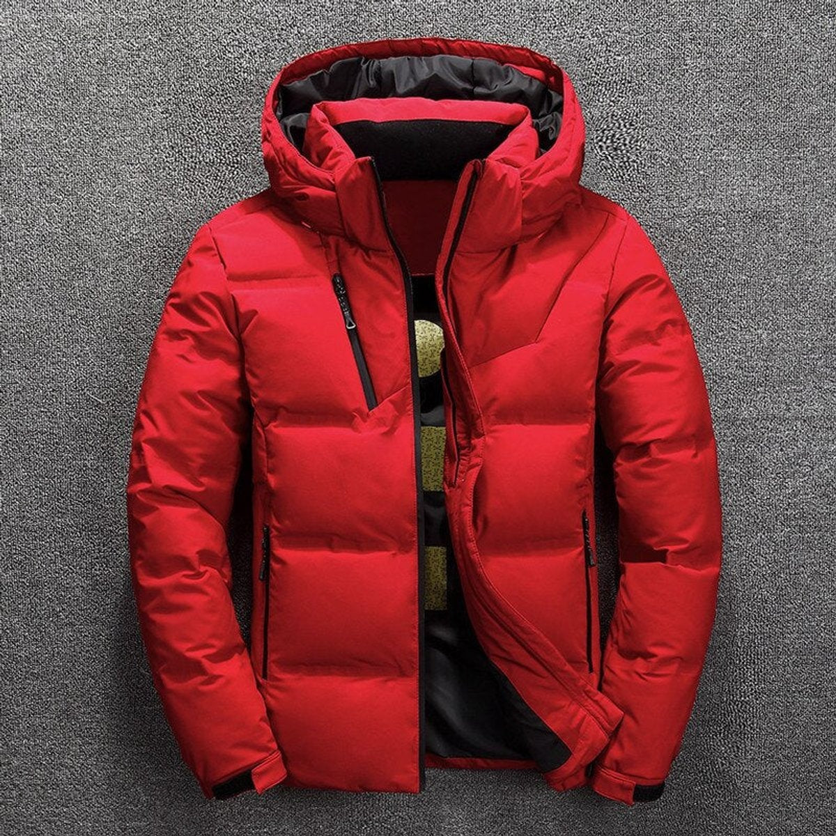 Clásica Chaqueta de Invierno para Hombre Acolchada Capucha-Desmontable Con-Bolsillos