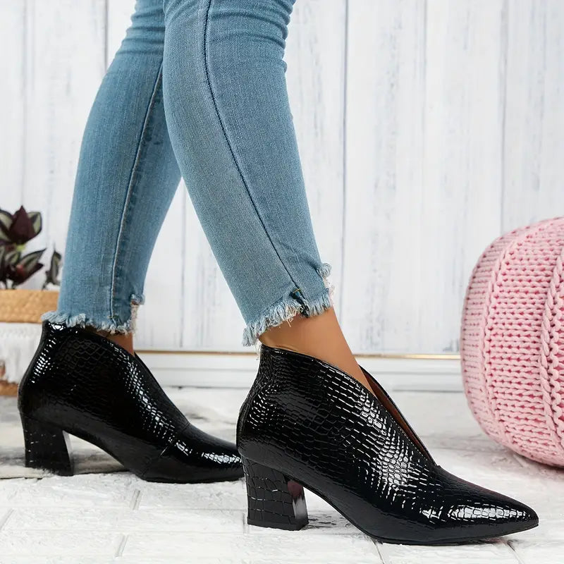Natalie | Women's Stylish Reptile-Textured Ankle Boots