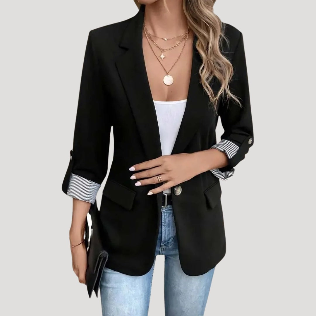 Elegante Blazer para Mujer Entallado Manga-Remangada Corte-Sastre