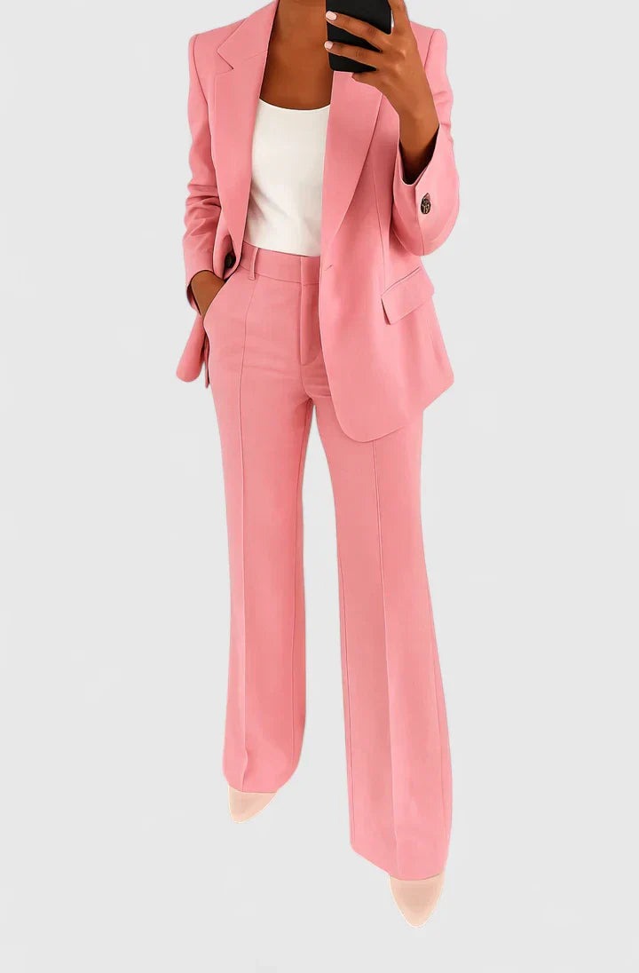 Elegante Conjunto de Dos Piezas para Mujer Con-Blazer Pantalón Corte-Entallado