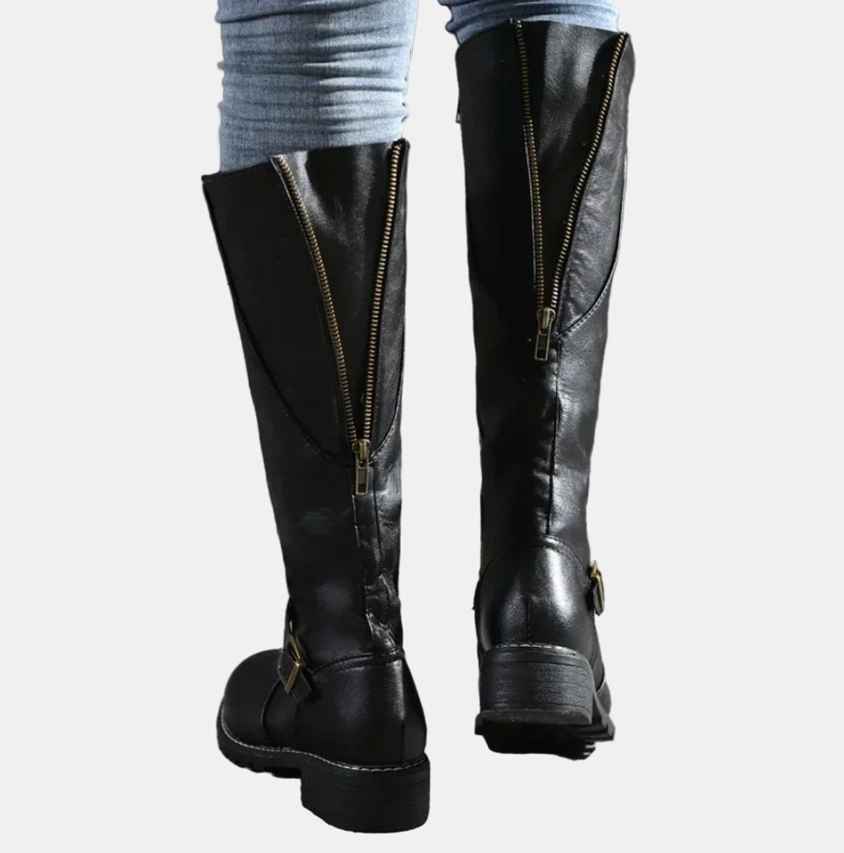 Elegantes Botas Altas para Mujer Con-Cremallera Con-Hebilla Suela-Antideslizante