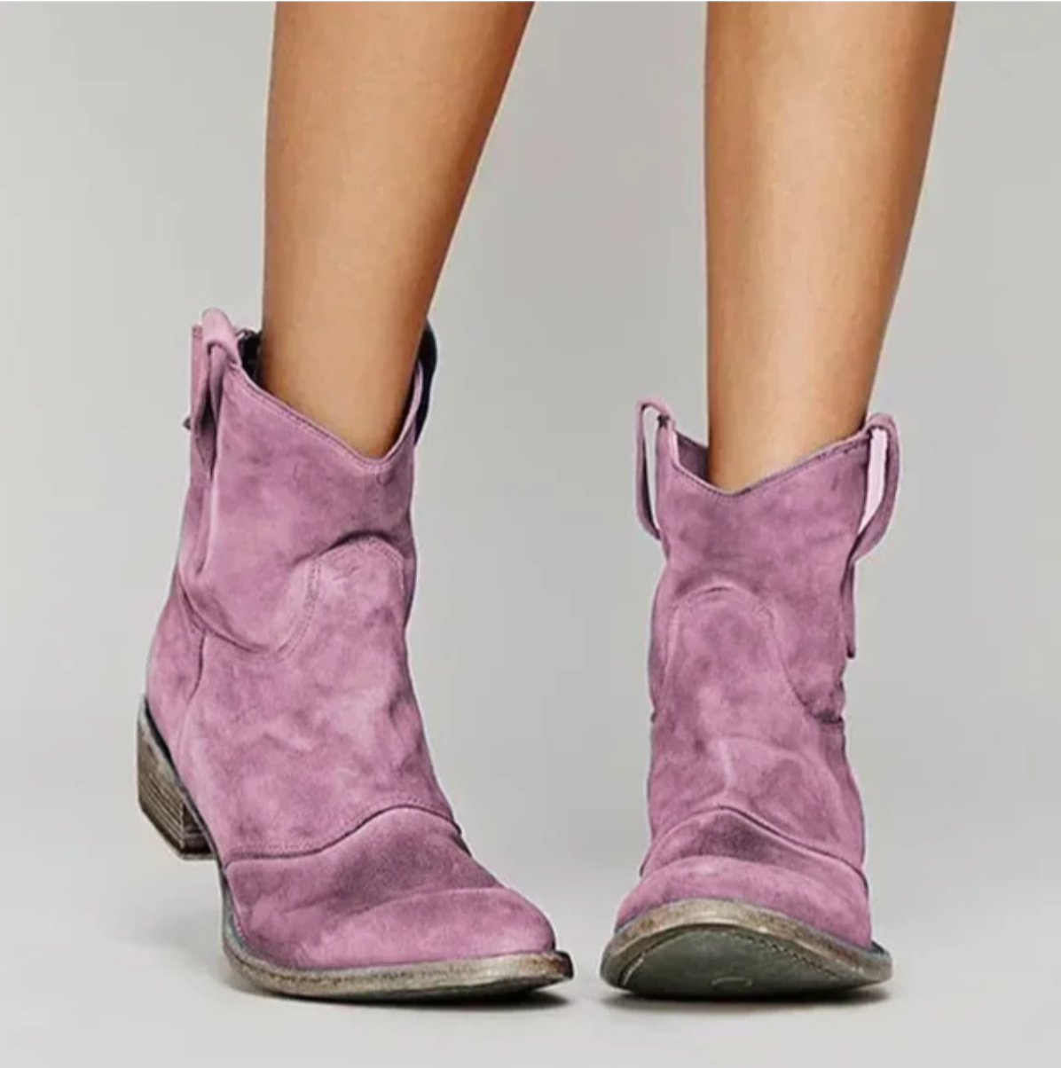 Elegantes Botas Camperas para Mujer De-Ante Tacón-Bajo Punta-Redonda