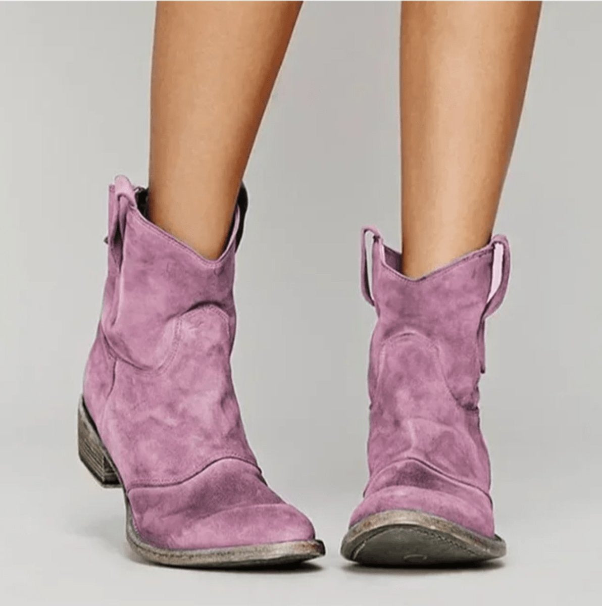 Estilosas Botas Altas para Mujer Estilo-Western Ante-Suave Tacón-Plano